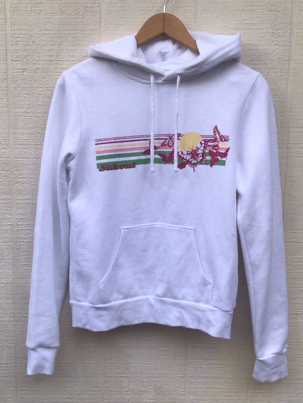 Y2K vintage retro Sideout butterfly white hoodie